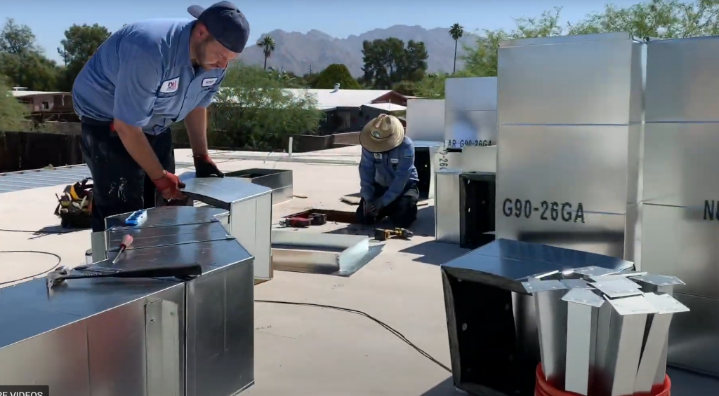 air conditioning installation on a roof in tucson D&H Air Conditioning