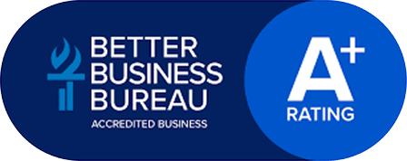 BBB Accredited Business logo with A+ rating badge indicating high rating and trustworthiness