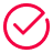 Pink circle with a checkmark indicating success or completion