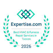 Award badge from Expertise.com: Best HVAC & Furnace Repair Services in Tucson, 2026.