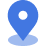 Blue location pin icon used to indicate a place on a map