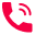 Pink telephone icon on a dark background, used as a call button