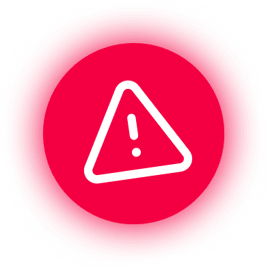 Red circular warning icon with a white triangular outline and exclamation mark in the center