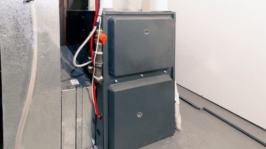 A furnace unit installed in basement.