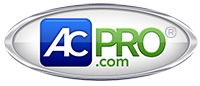 AC PRO logo featuring a blue square with 'AC' and green 'PRO' text, plus '.com'